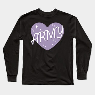 BTS ARMY purple heart borahae typography Long Sleeve T-Shirt